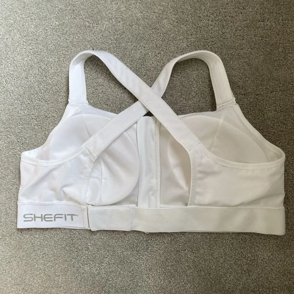 SHEFIT Sports Bra High Support Comfort Adjustable Atheltic White Size 3Luxe
